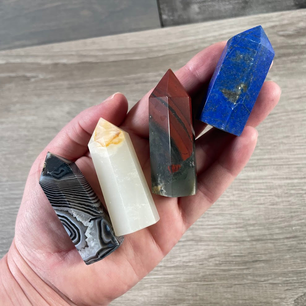 Assorted wholesale gemstone obelisk small crystal display pieces