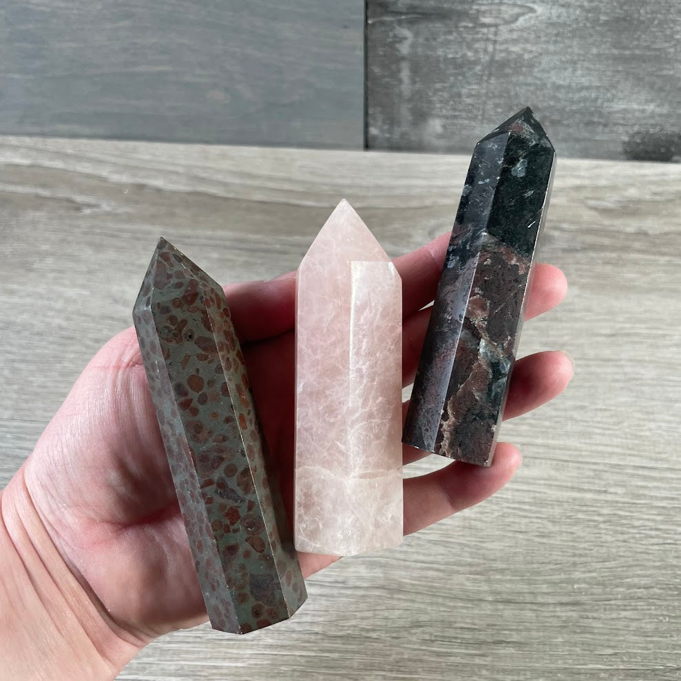 Assorted polished crystal obelisk points wholesale