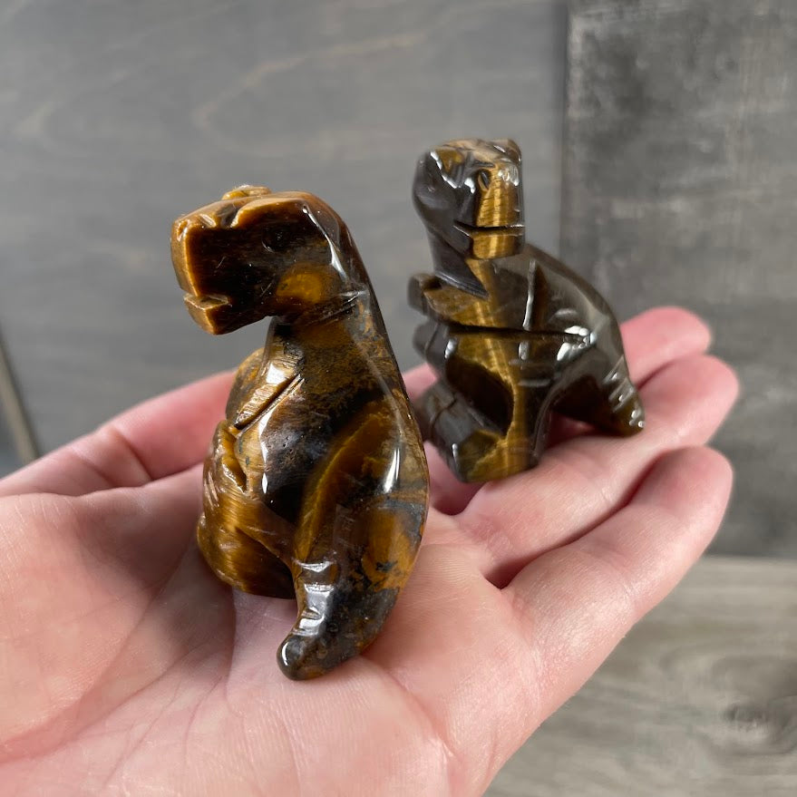 Tiger eye Jurassic T-Rex dinosaur figure for shelf decor and themed collections