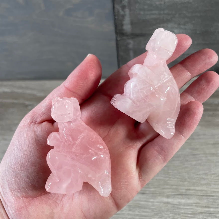 Rose Quartz dinosaur collectible figurine featuring a Tyrannosaurus Rex design for gift shops