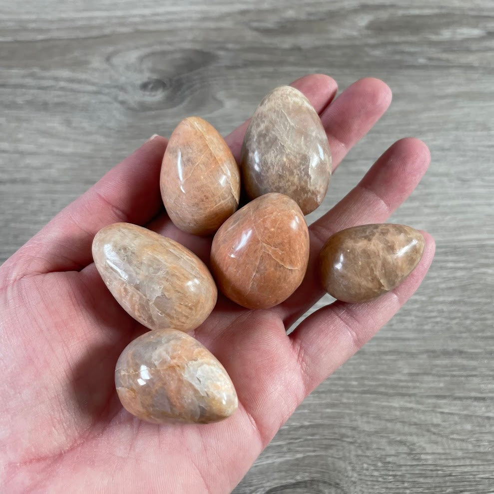 peach moonstone bulk crystal eggs mixed stones for retail