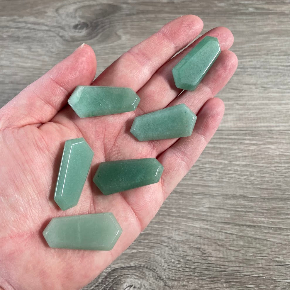Aventurine pocket size gemstone wand flat polished crystal