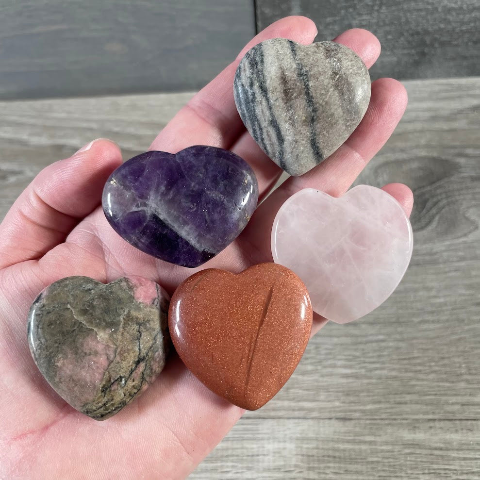 Gemstone heart carvings for wholesale crystal shops