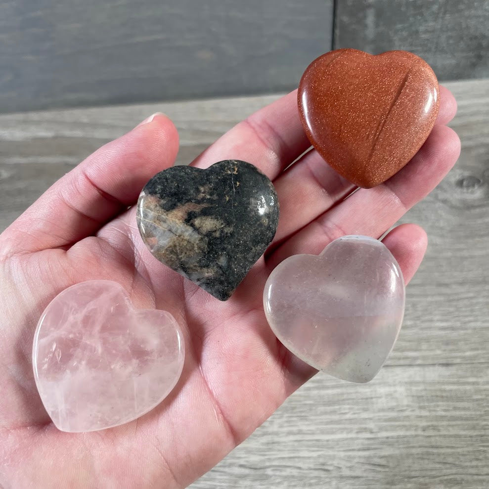 Bulk assorted crystal hearts for gift shops and boutiques