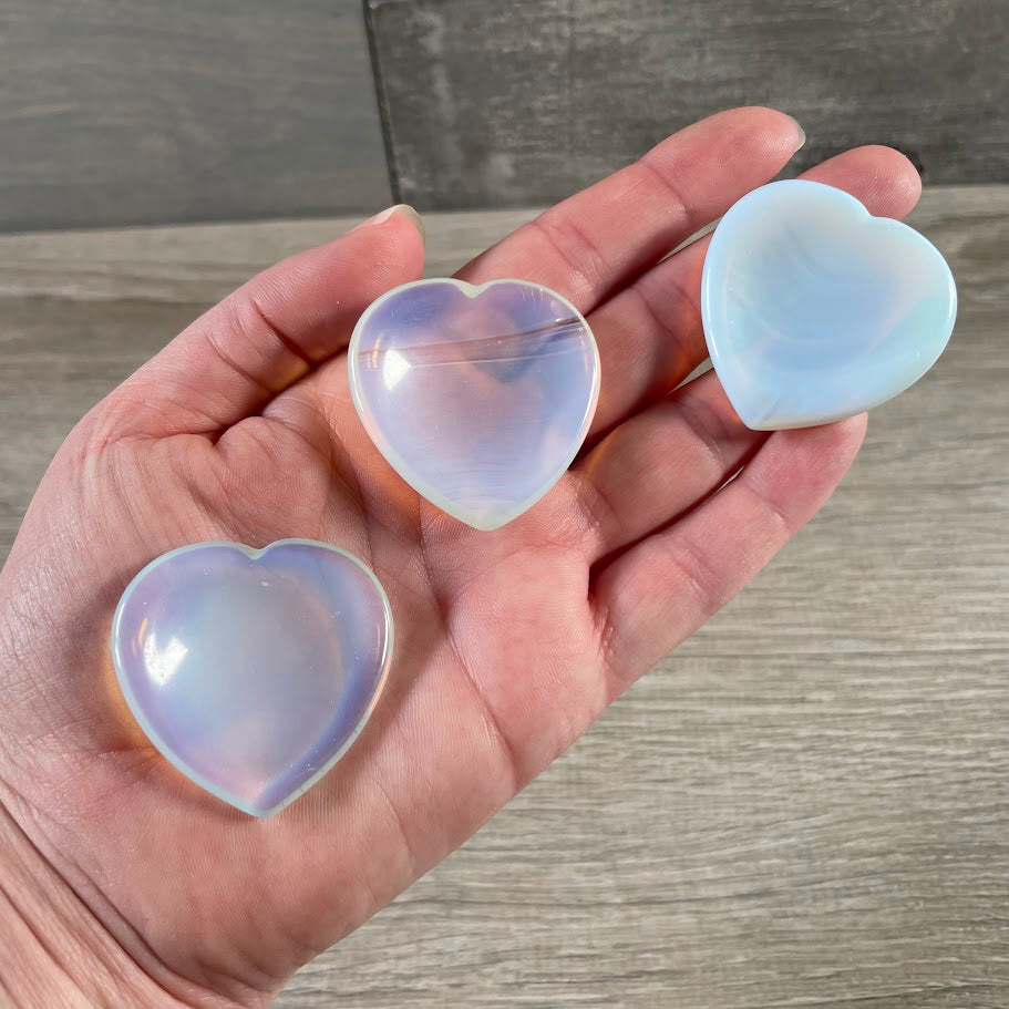 opalite crystal heart palm stone for anxiety relief