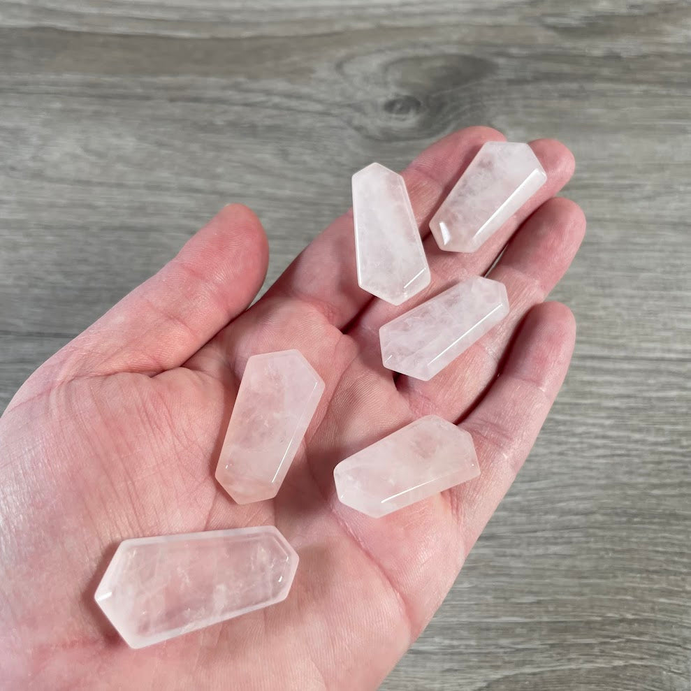 Rose quartz cut small wands wholesale