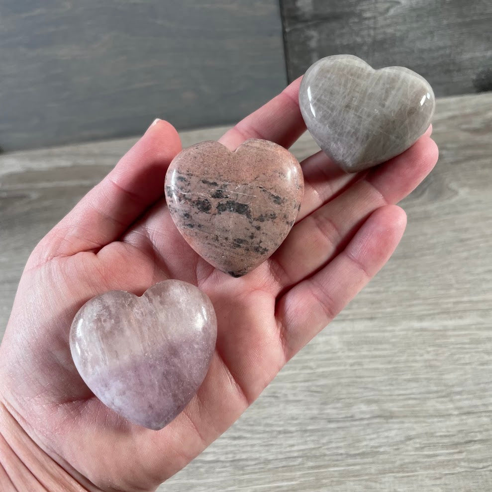 Heart shaped gemstone carvings for boutiques and metaphysical stores