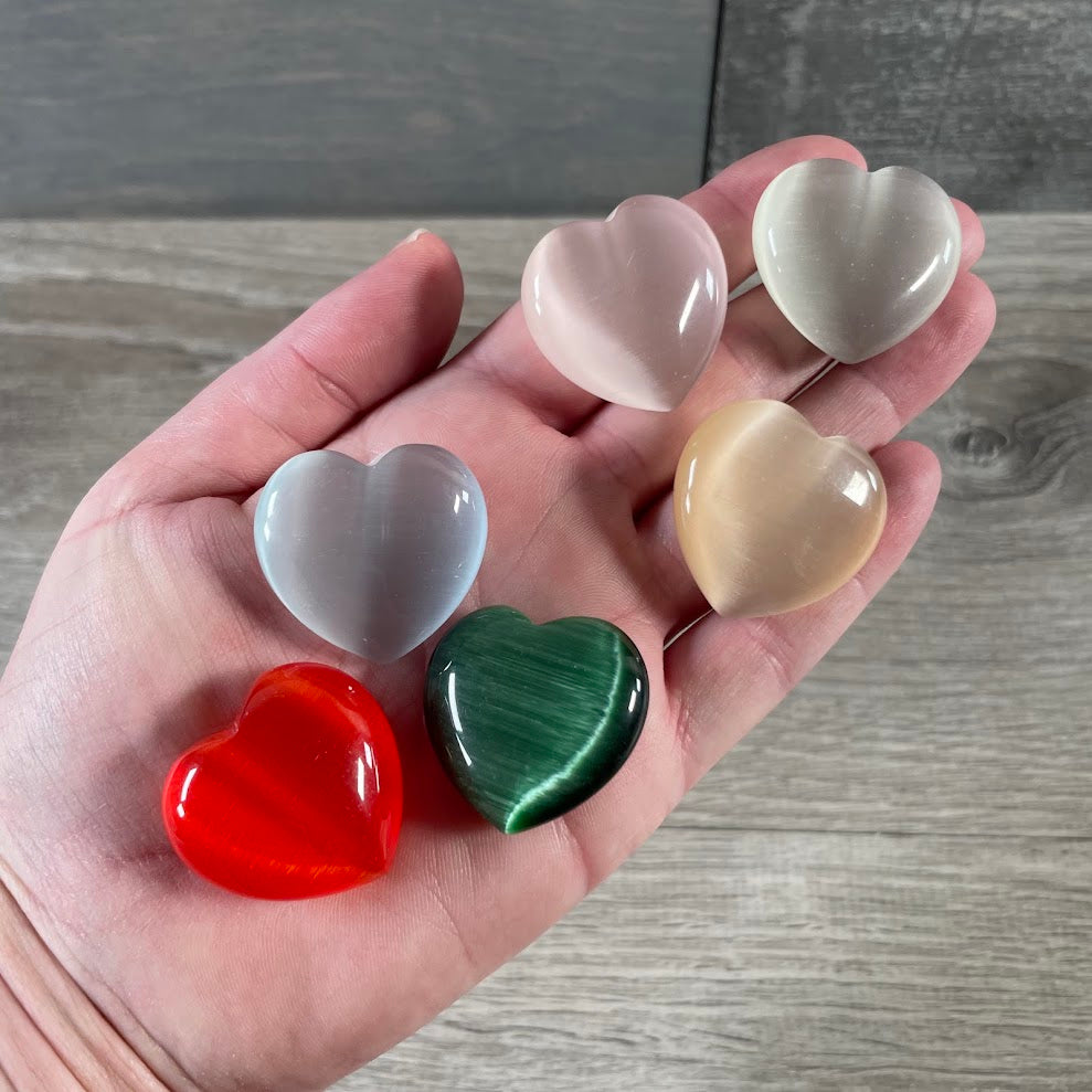 Wholesale assorted fiberoptic pocket heart stones for crystal shops