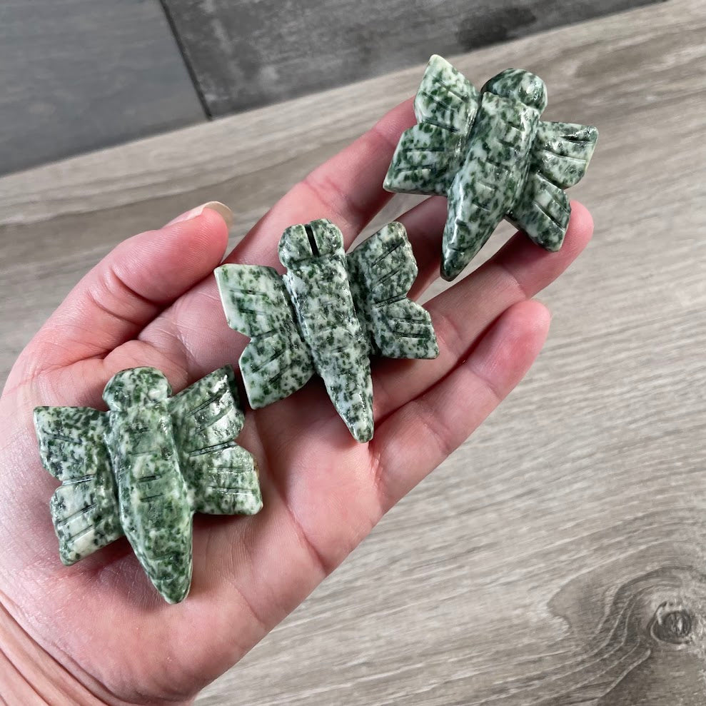 Tree agate carved dragonfly figurines
