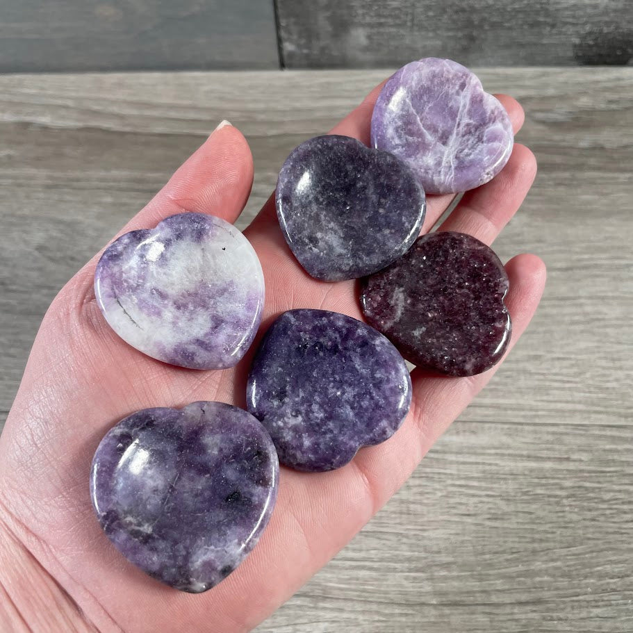 lepidolite healing crystal heart stones for metaphysical shops