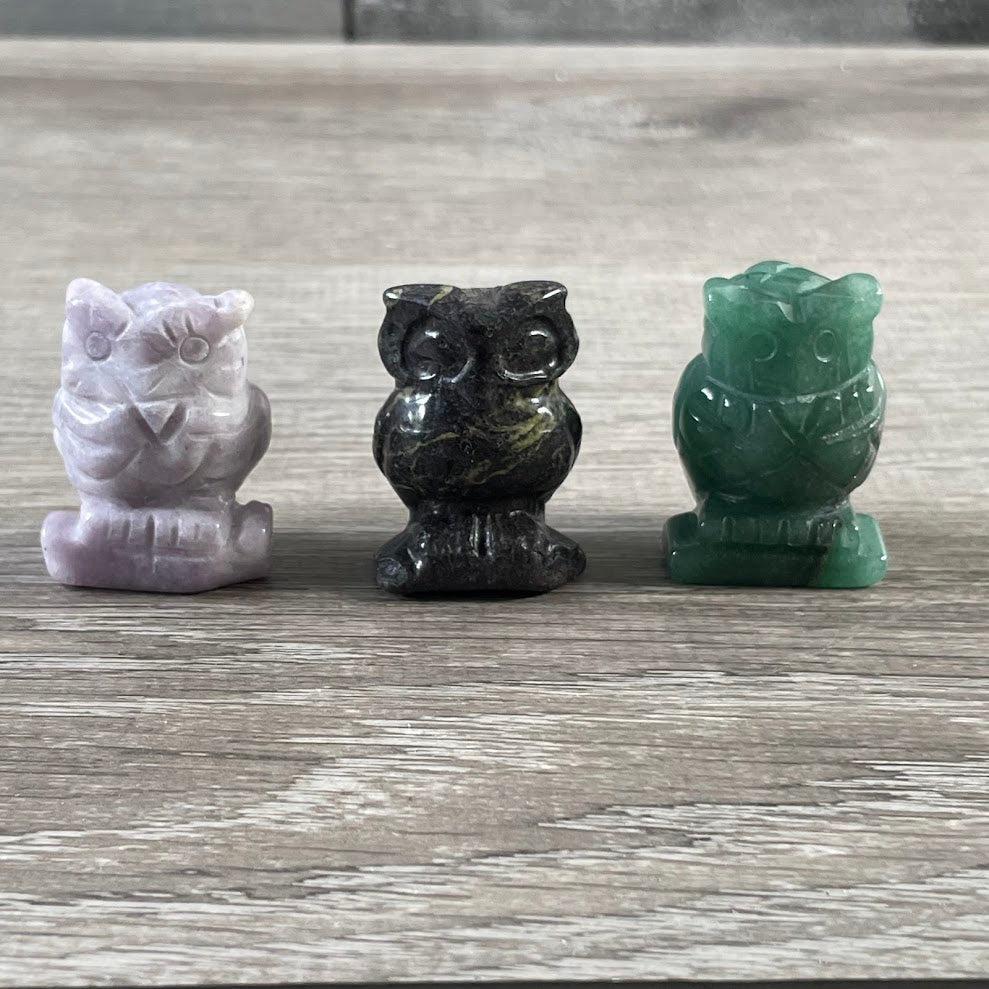 Medium carved crystal owl for spiritual shops and home decor