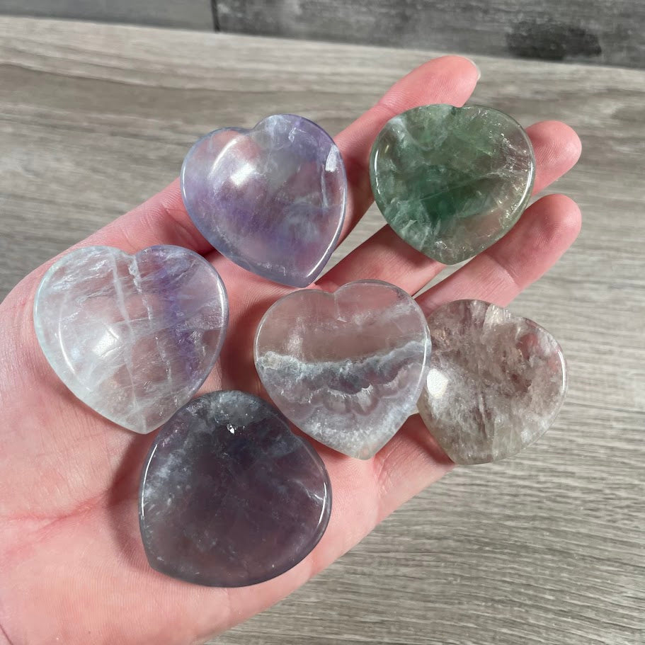 fluorite wholesale heart worry stones for retail display
