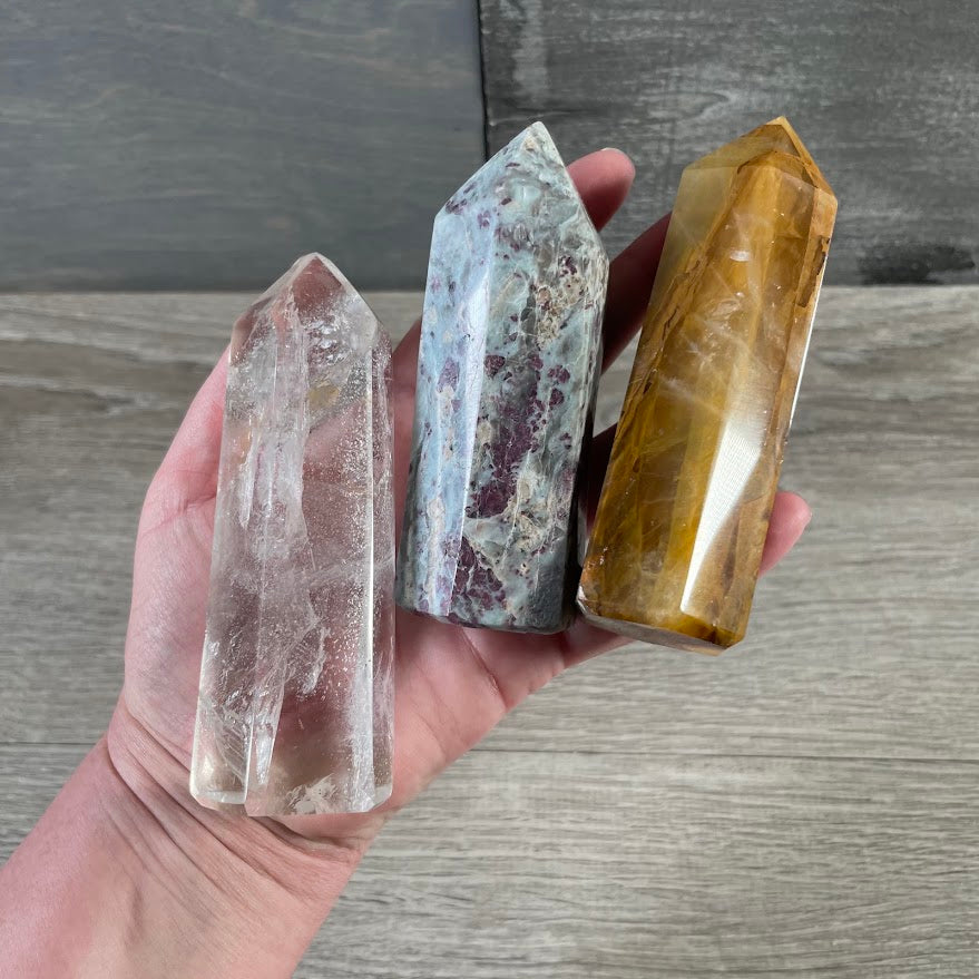 Assorted Madagascar Crystal Obelisk Points by the Ounce | Wholesale Stone Towers