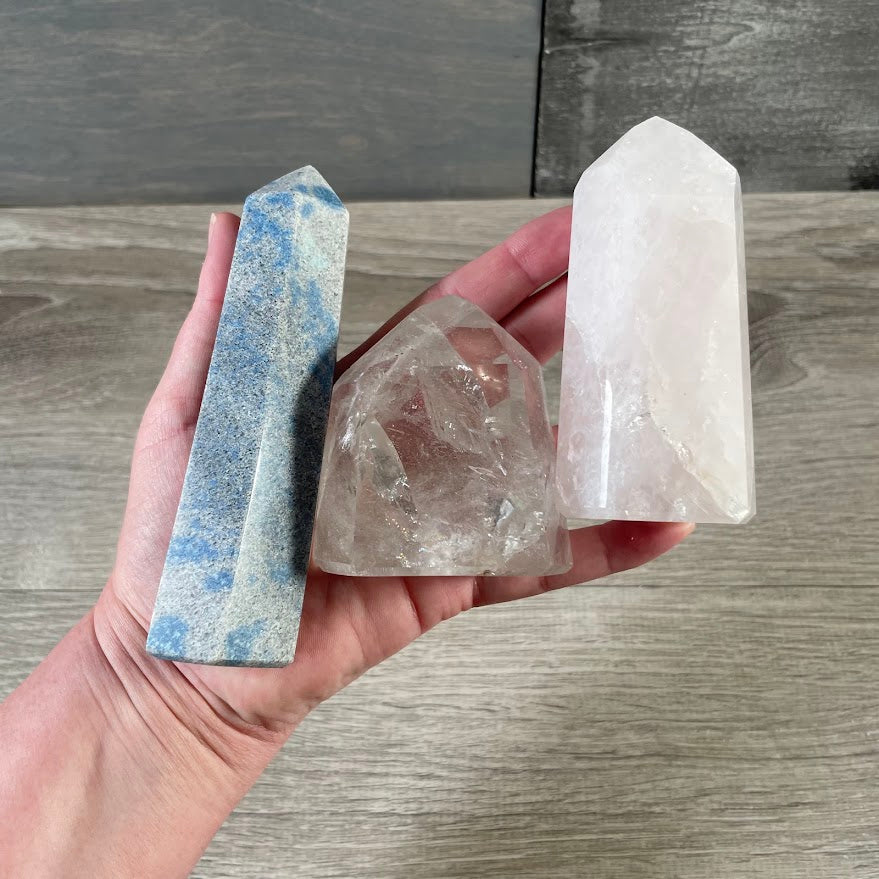 Assorted Madagascar Crystal Obelisk Points by the Ounce | Wholesale Stone Towers