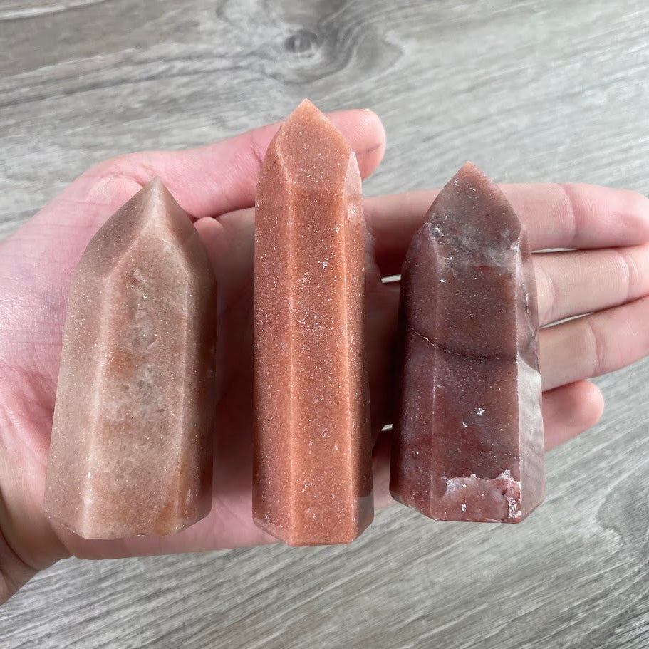 Red Aventurine Brazilian stone obelisks sold by weight for resale