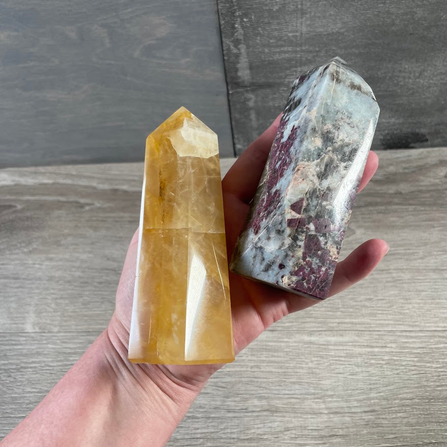 Assorted Madagascar Crystal Obelisk Points by the Ounce | Wholesale Stone Towers
