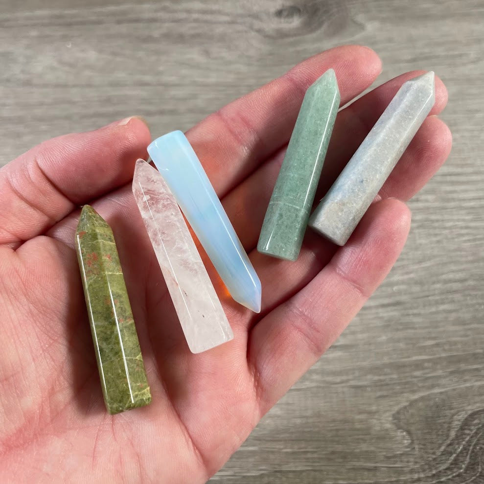 assorted small crystal wand set of 5 gemstones  wholesale