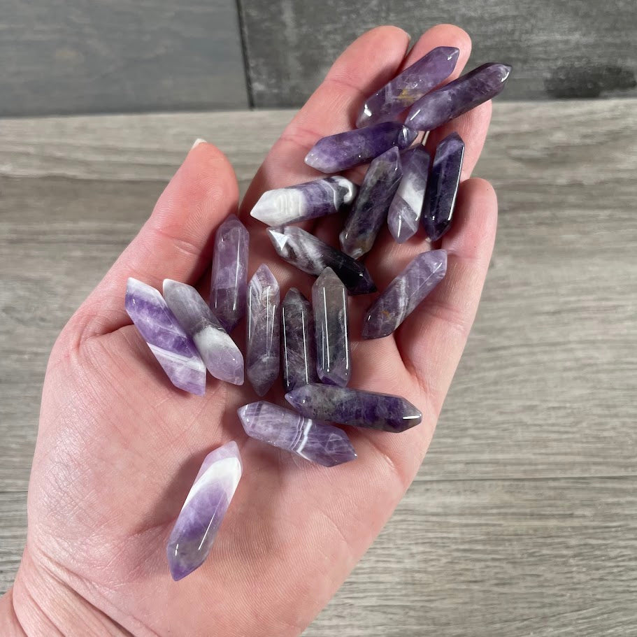 Small Gemstone Double Terminated Carved Crystal Wands