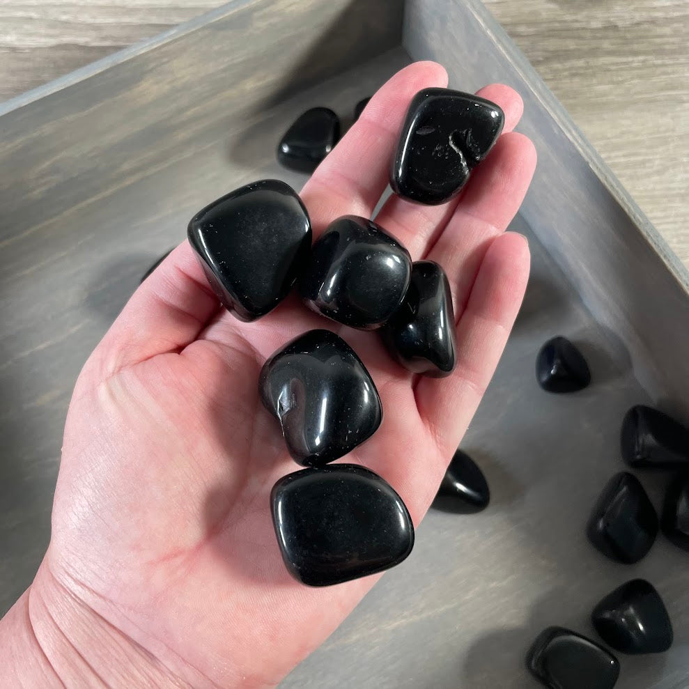 black obsidian tumbled stones bulk wholesale