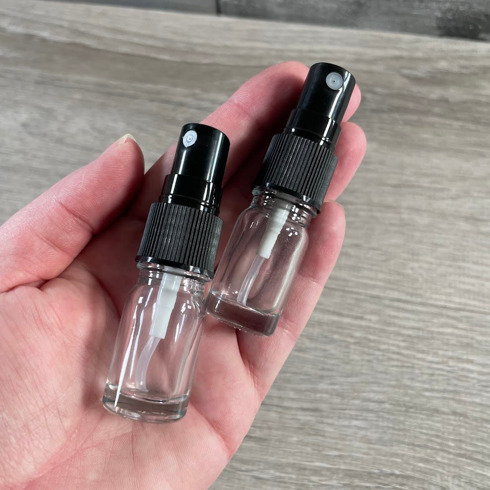Empty glass mist bottle for apothecary, spa, and boutique products
