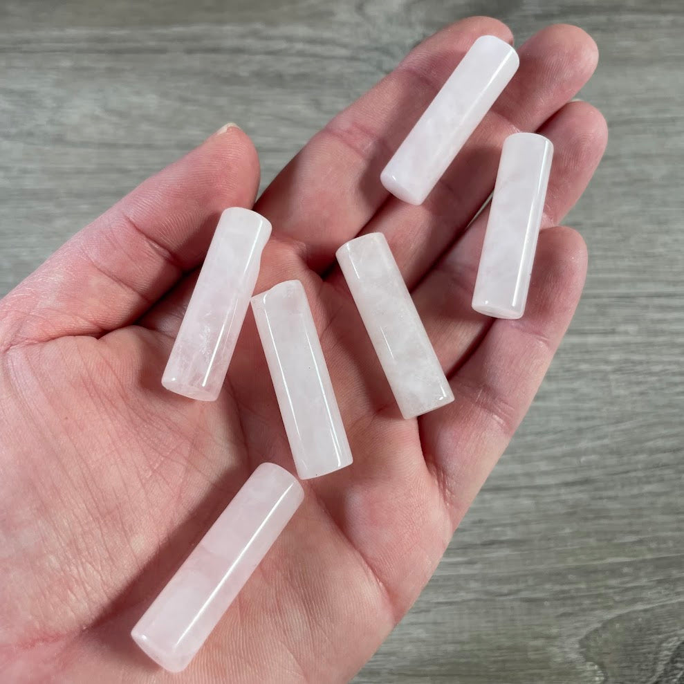 rose quartz energy healing gemstone column for altar setup