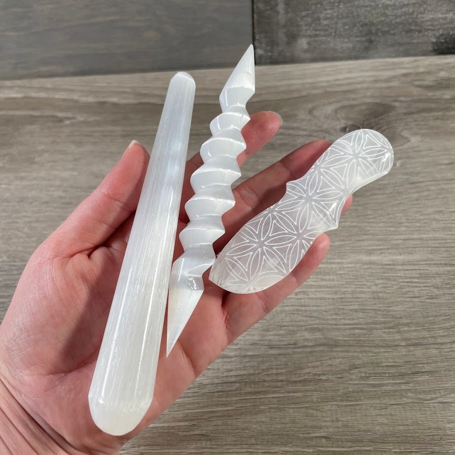 Selenite Polished Wands and Athame Blades – Assorted Styles Metaphysical Shops