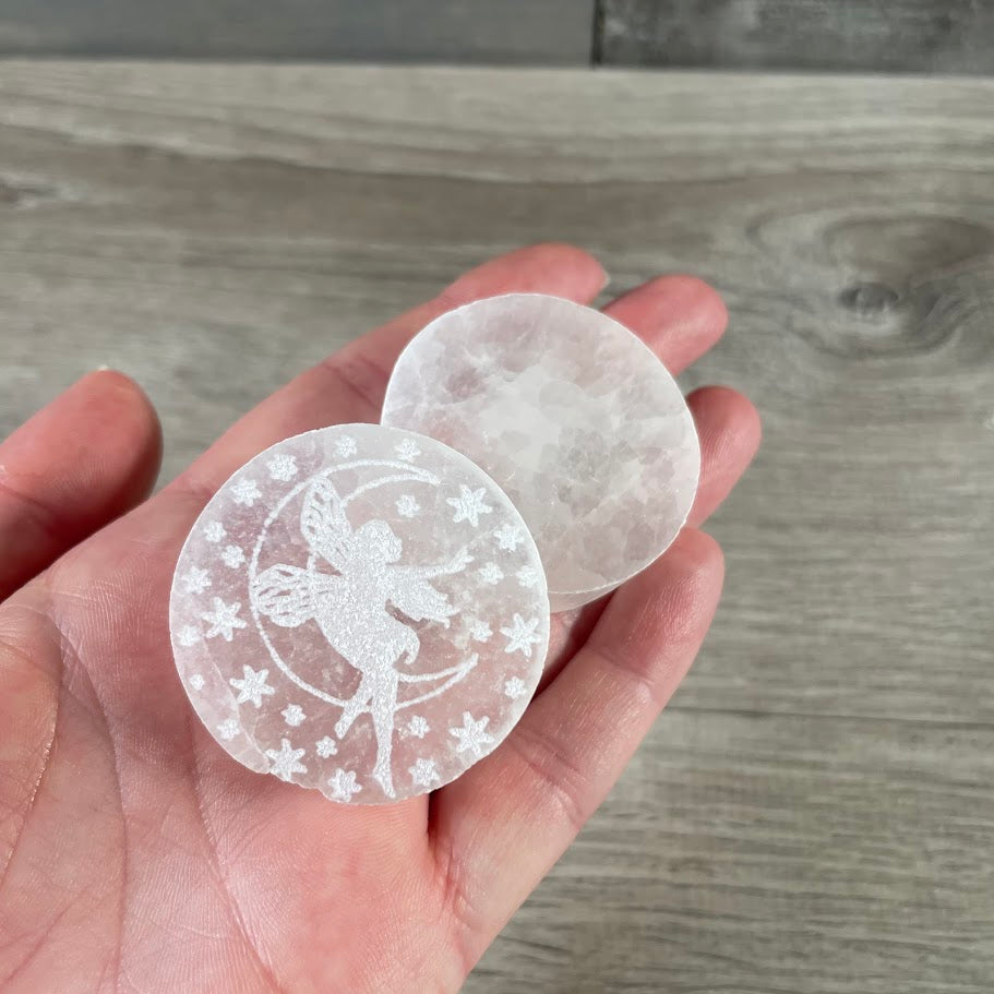 etched fairy on selenite wholesale