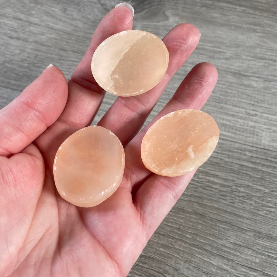 orange selenite worry stones wholesale 