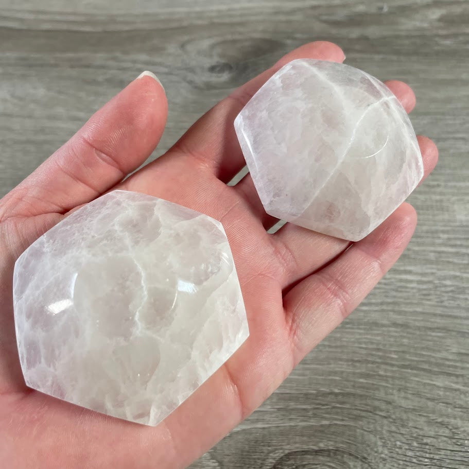 White selenite polished stones for metaphysical retail