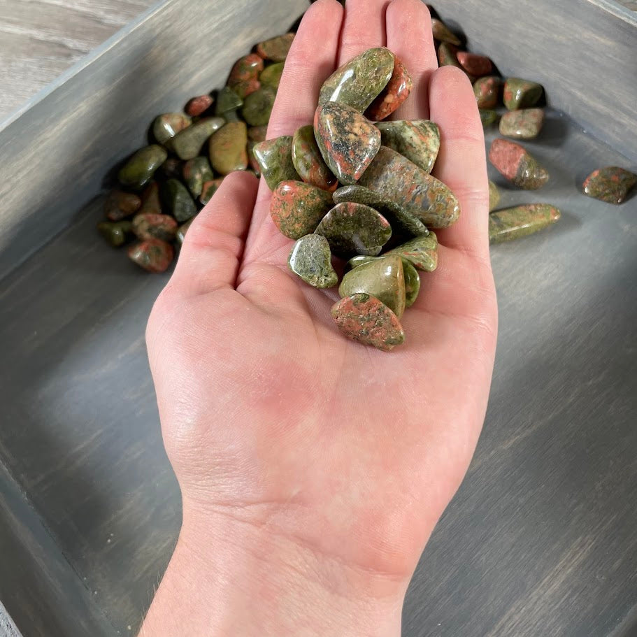 unakite tumbled stones 1lb lot wholesale bulk crystal