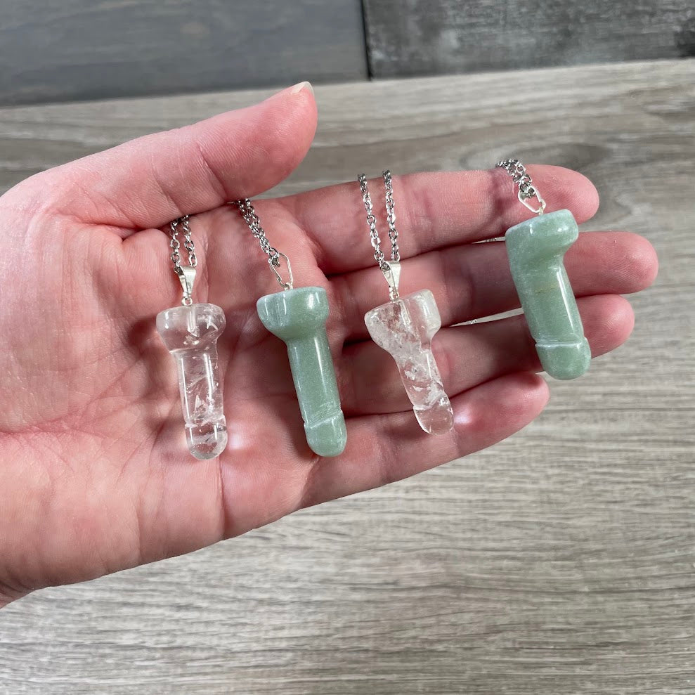 Novelty phallic symbol stone pendant jewelry for boutiques and crystal stores