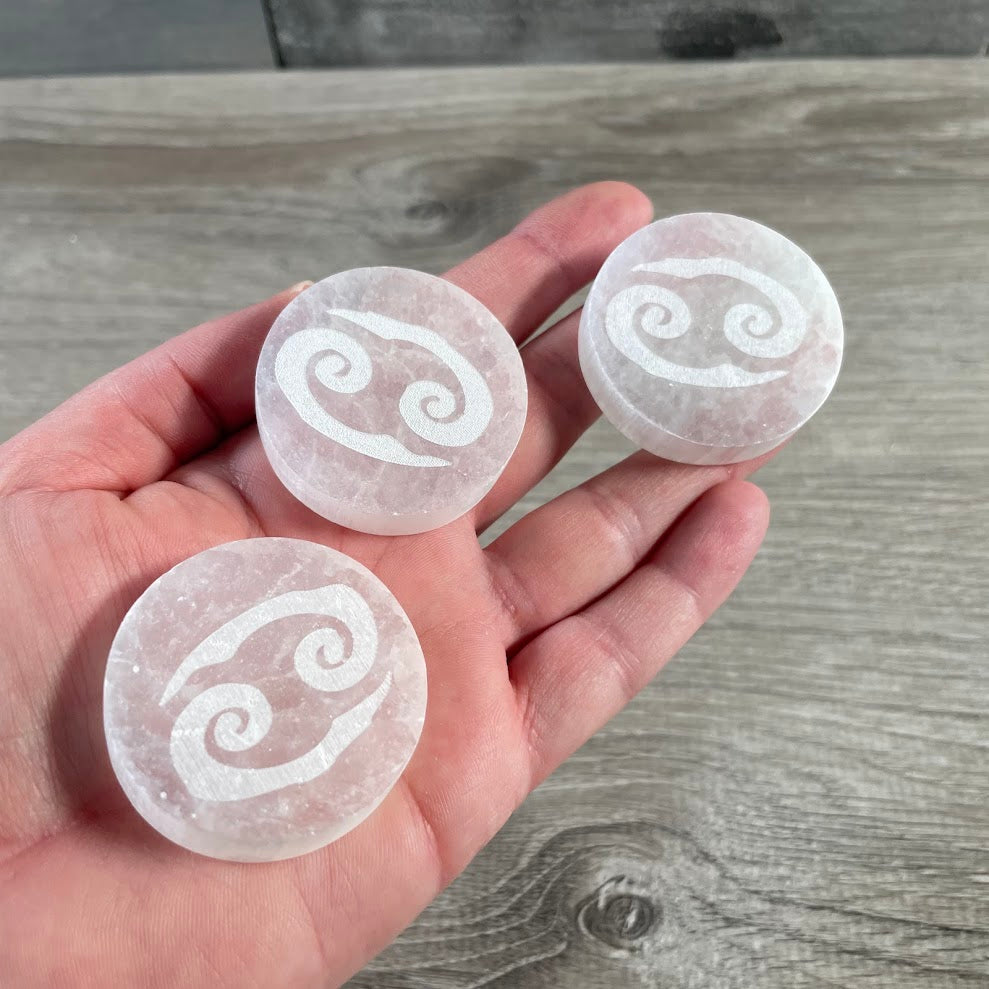 cancer engraved selenite disc for metaphysical healing tools bulk orders