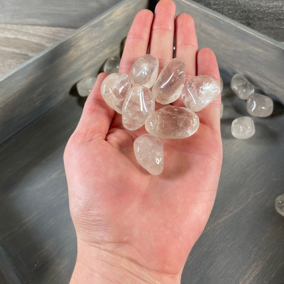 Clear Quartz Tumbled Stones 1 lb Lot for Wholesale