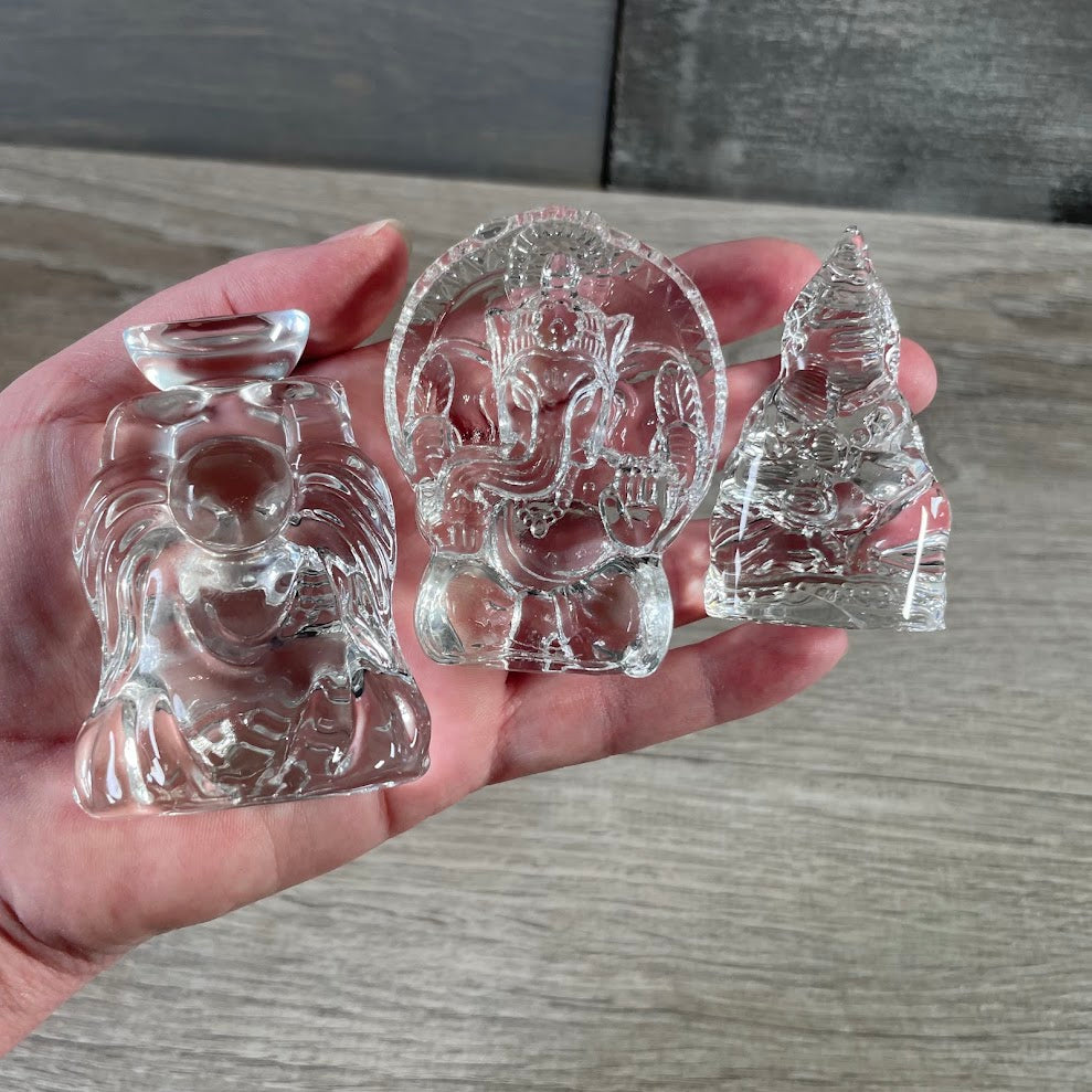 Decorative glass deity figurines for home altar and sacred space