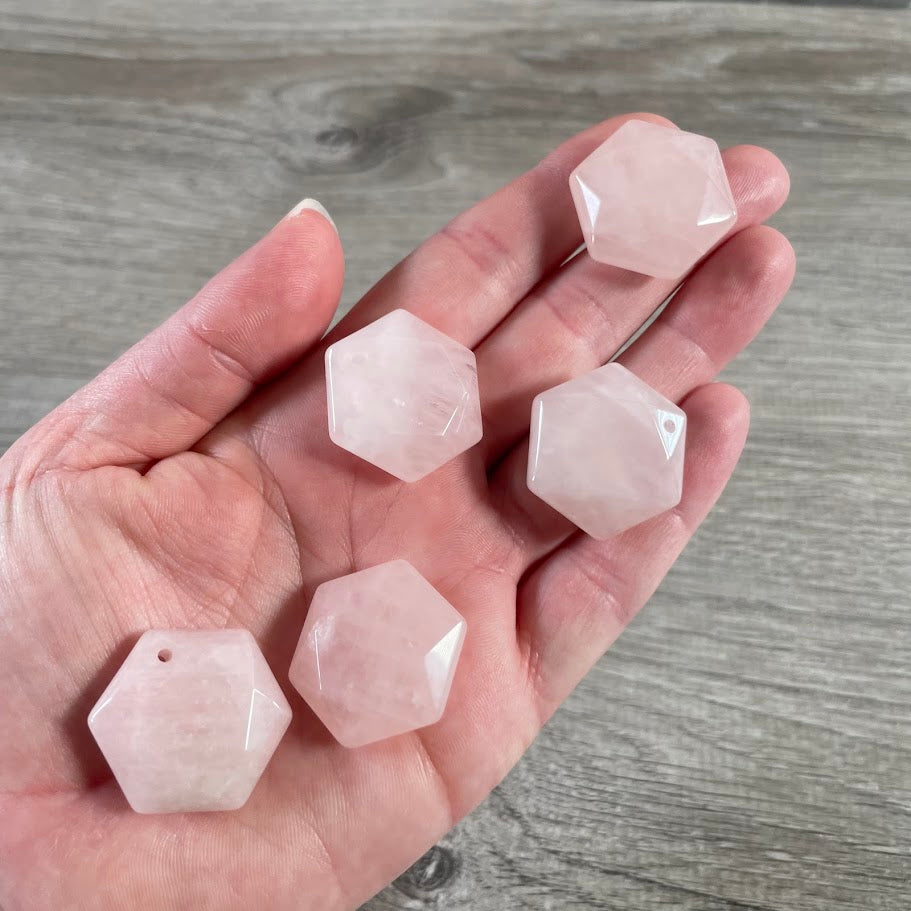 rose quartz Star of David crystal bead for spiritual jewelry design