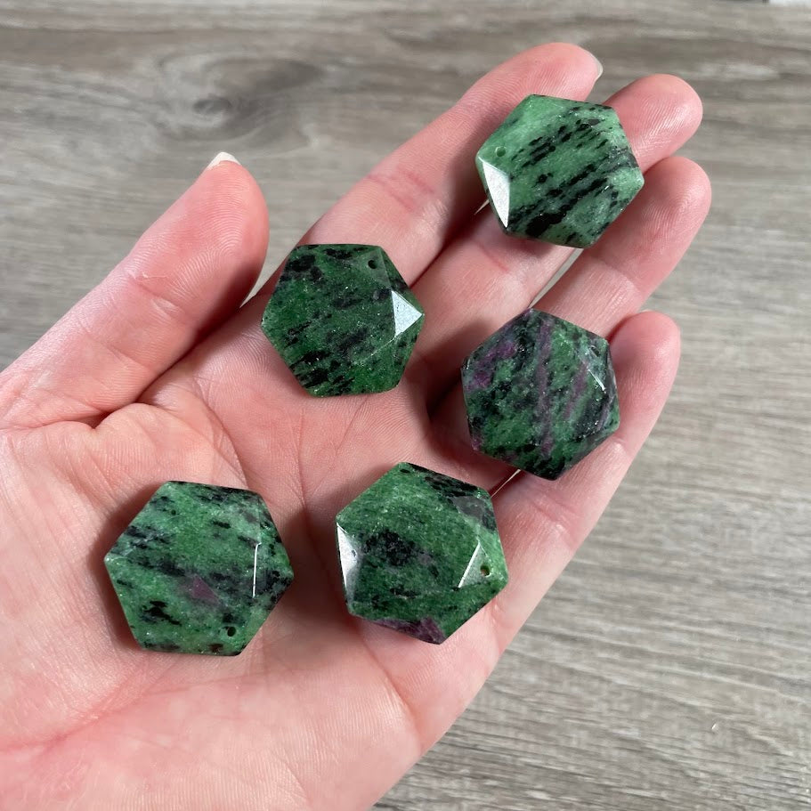 ruby in zoisite sacred geometry gemstone bead for metaphysical shops