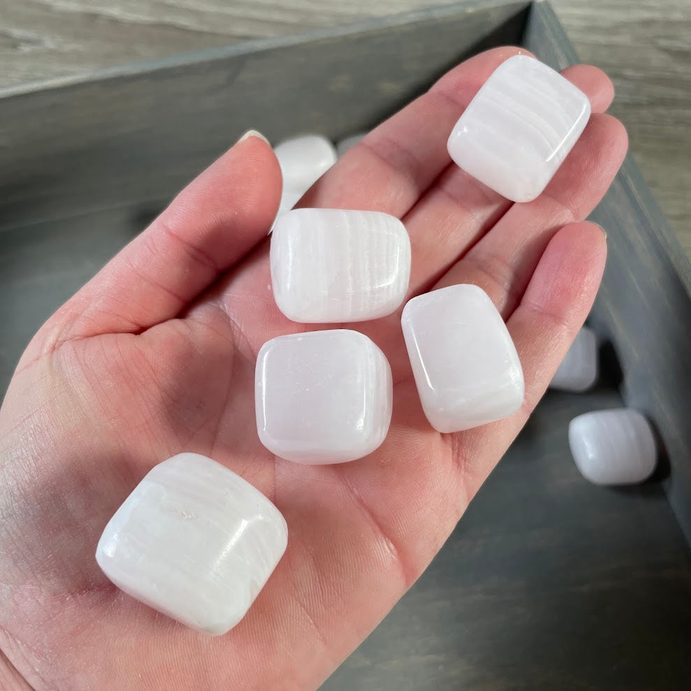mangano calcite tumbled stones bulk pink crystals wholesale
