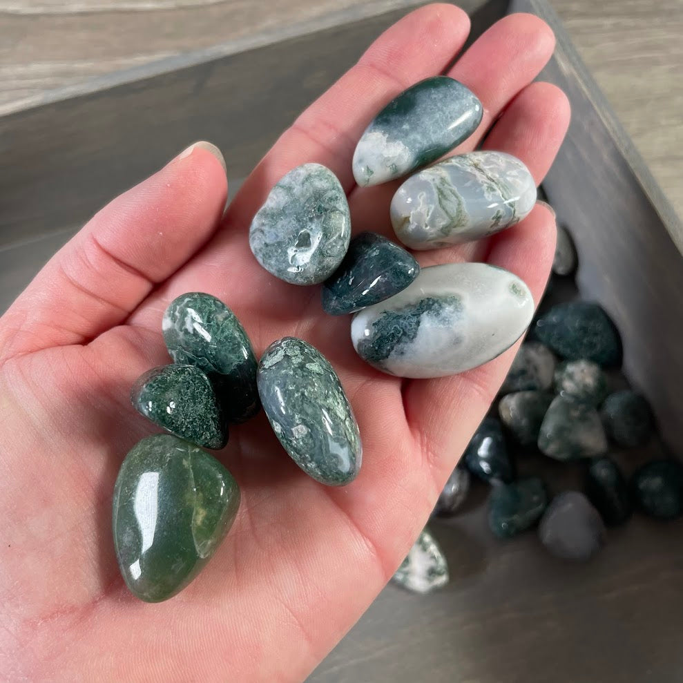 moss agate tumbled stones wholesale lot