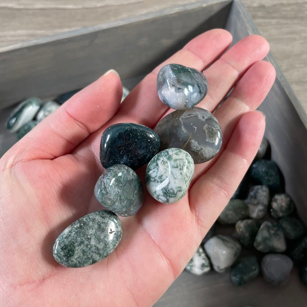 natural moss agate green polished crystals bulk wholesale