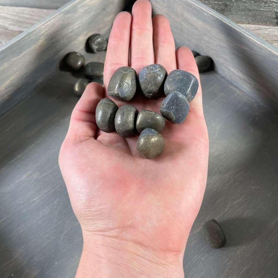 Wholesale Pyrite tumbled stones polished 1 lb lot for crystal shops and metaphysical stores
