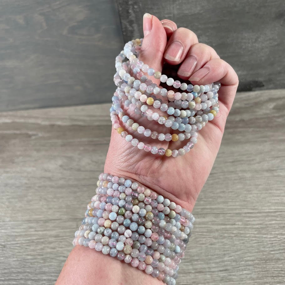 aquamarine yoga style stacking bracelets