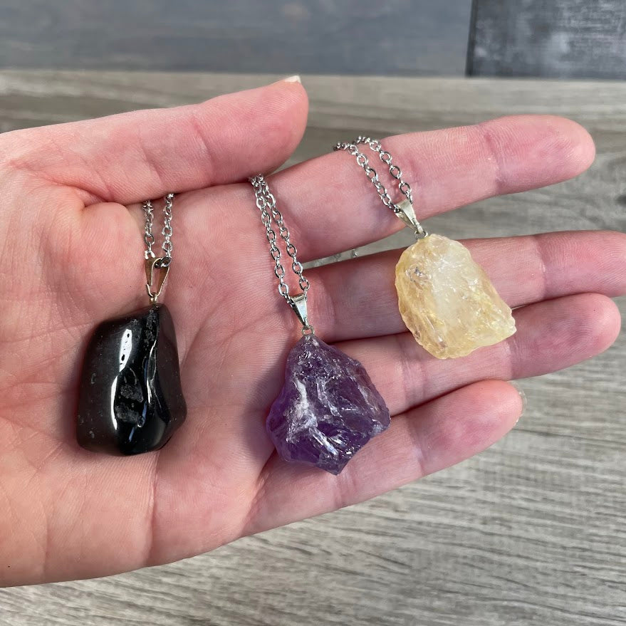 Raw crystal necklace natural stone jewelry for everyday wear for rock shops