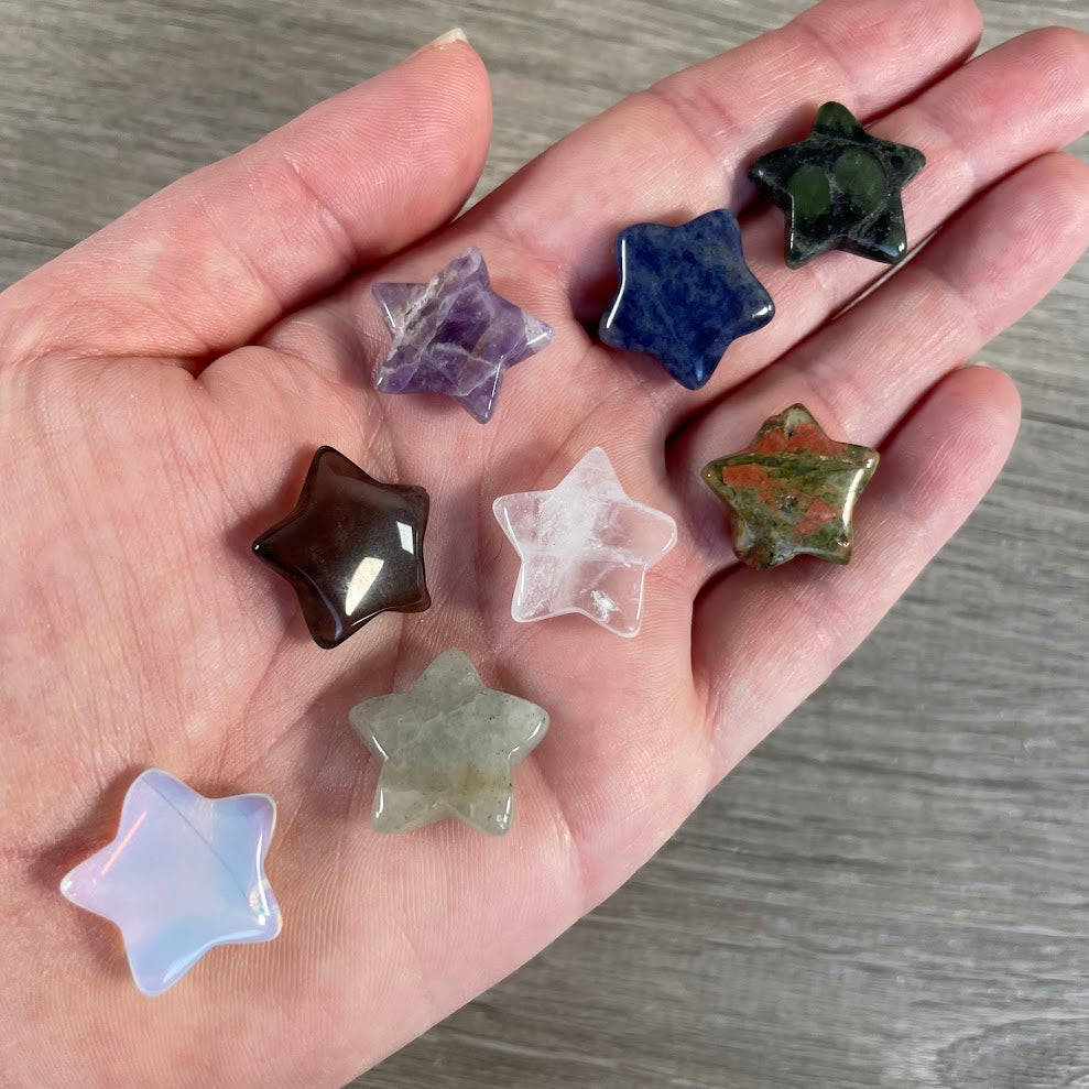 Small Assorted Gemstone Star Carvings | Bulk Crystal Stars | Polished Healing Stones