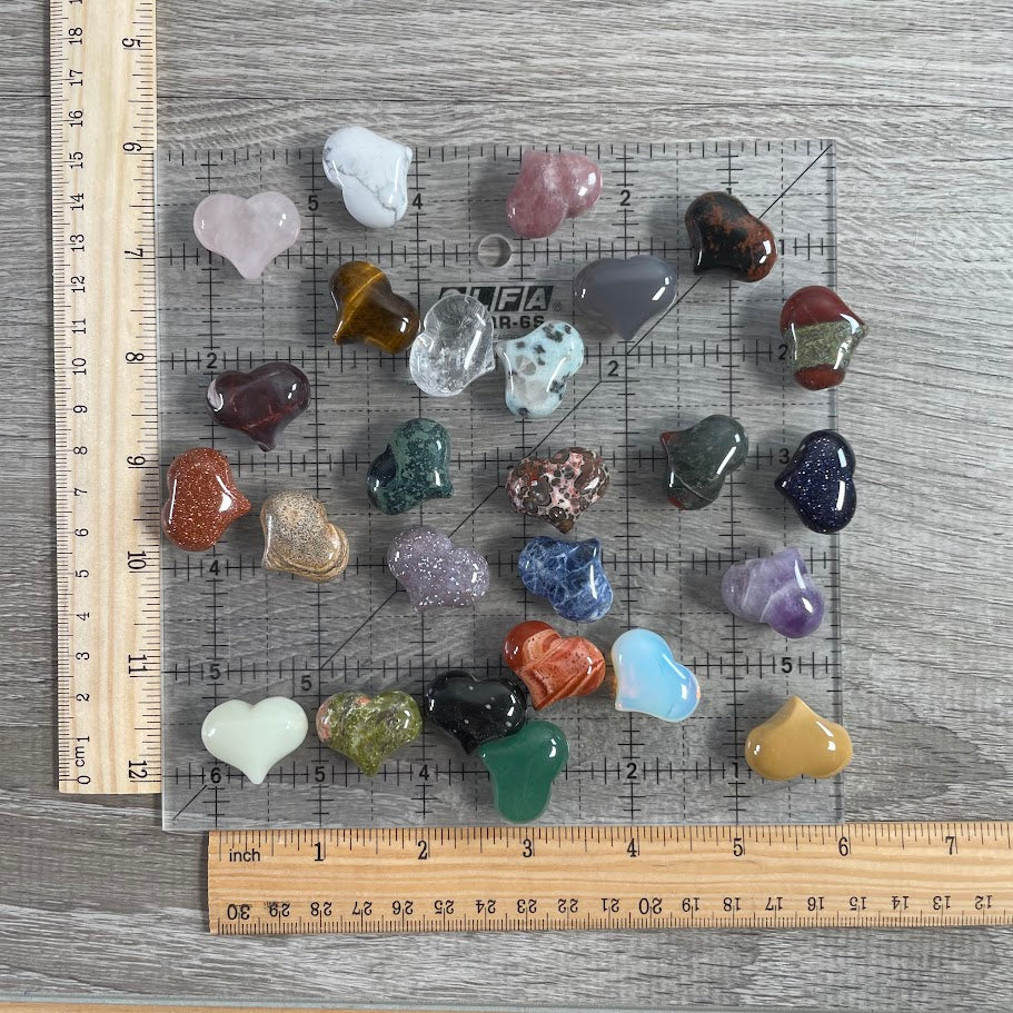 Gemstone Puffy Hearts 25mm  – Bulk Crystal Hearts for Gift