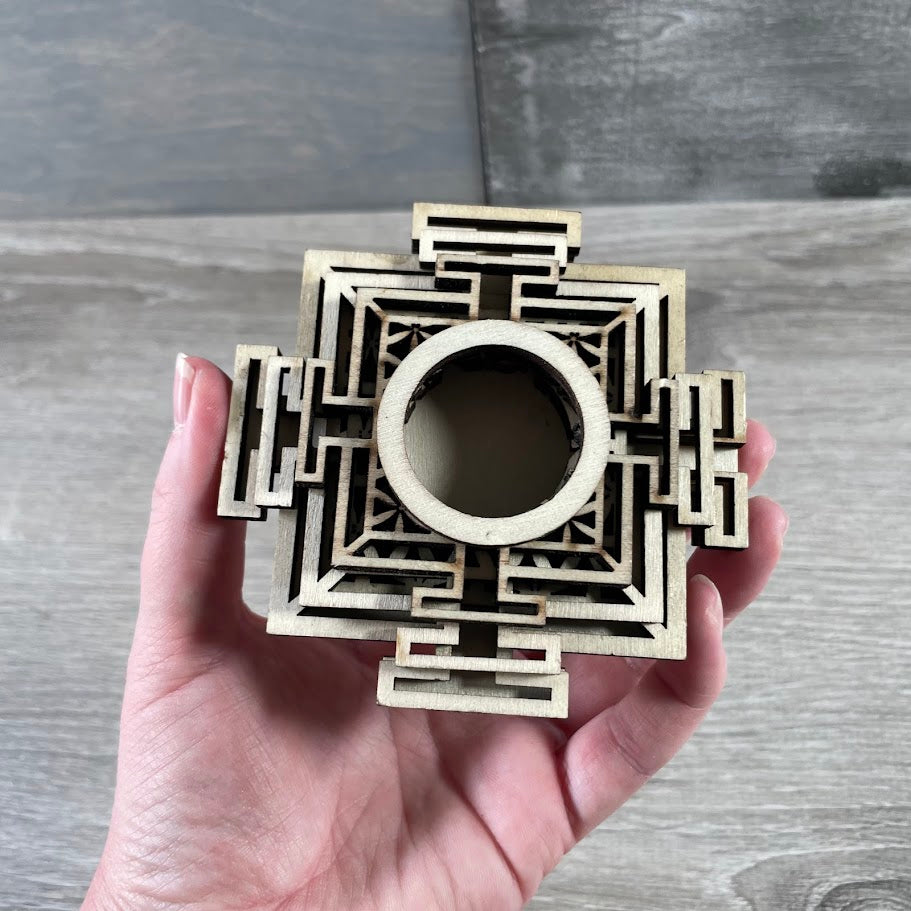 Wooden Mandala Crystal Sphere Stand for Retail Display