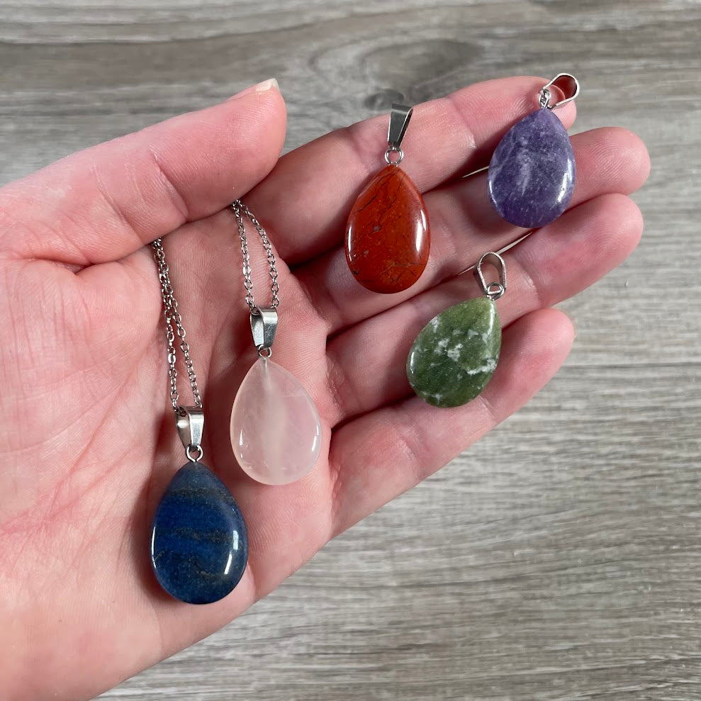 assorted gemstone drop pendant necklaces wholesale