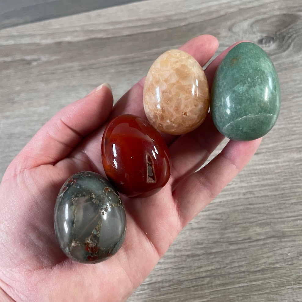 mixed healing crystals egg shape polished stones rock shop supply