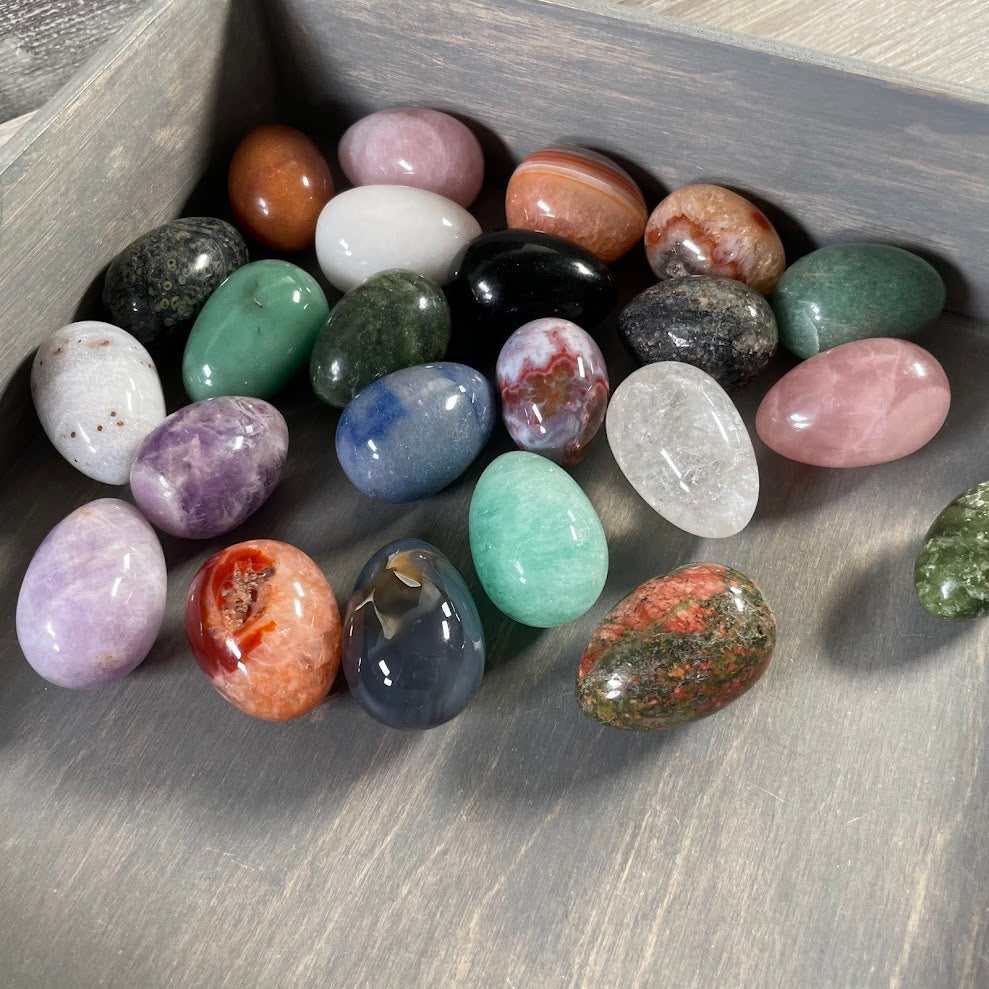 Assorted Medium Crystal Eggs – Polished Healing Gemstone Eggs for Energy Work