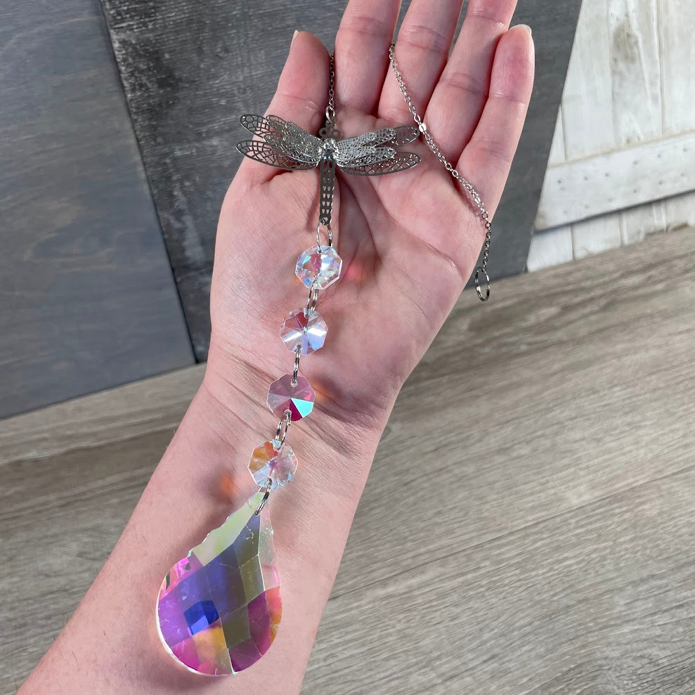 Faceted Crystal Suncatchers with Rainbow Beads – Hanging Prism Window Decor