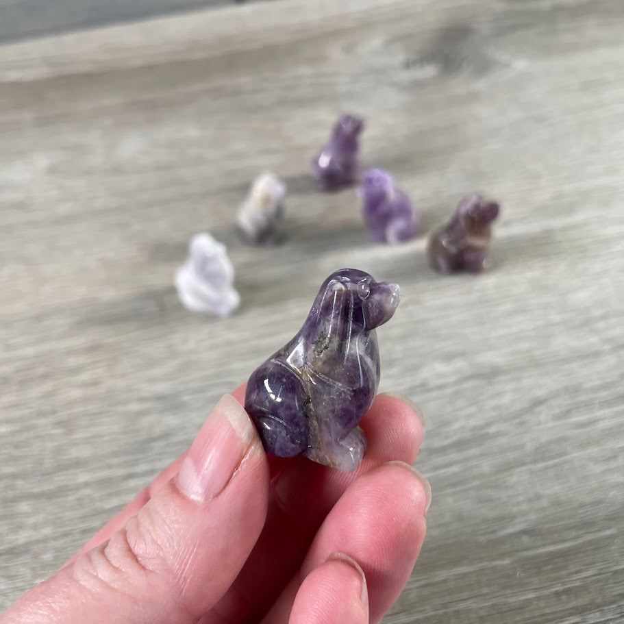 Dog Figurines Small Gemstone  –  Crystal Carvings for Retail